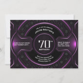 Modern Black Pink 70. Geburtstagsparty Einladung (Vorderseite)