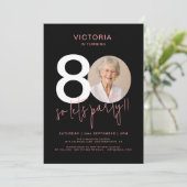 Modern Black Pink 80. Geburtstag Einladung (Stehend Vorderseite)