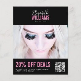 Modern Black Pink Beauty Salon Promo Deals QR Code Flyer