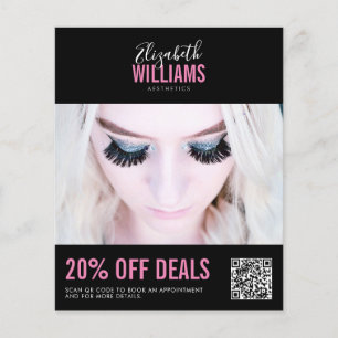 Modern Black Pink Beauty Salon Promo Deals QR Code Flyer