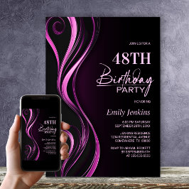 Modern Black Pink Birthday Party Einladung