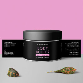 Modern Black & Pink Body Butter Cosmetikklebetikma Wasserflaschenetikett