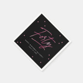 Modern Black Pink Calligraphy 40. Geburtstag Serviette (Ecke)
