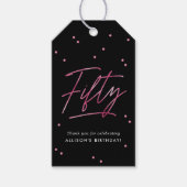 Modern Black Pink Calligraphy 50. Geburtstag Geschenkanhänger (Vorderseite)