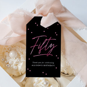 Modern Black Pink Calligraphy 50. Geburtstag Geschenkanhänger
