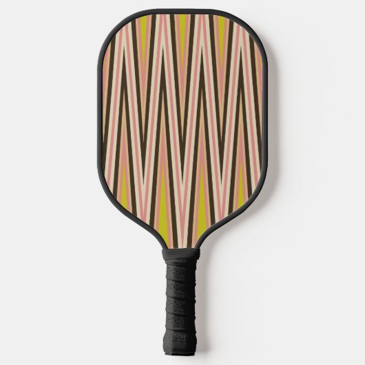 Modern Black Pink Chevron Pattern Pickleball Schläger (Rückseite)