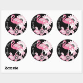 Modern Black Pink Flamingo Vielen Dank Runder Aufkleber (Blatt)