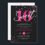 Modern Black Pink Glitzer 16 . Geburtstag Geburtst Einladung<br><div class="desc">Moderner Black Pink Glitzer 16 . Geburtstag Geburtstagseinladung</div>