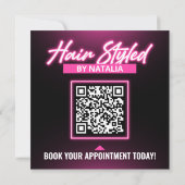 Modern Black Pink Hair Stylist Reservierung Flyer  Einladung (Rückseite)