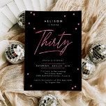 Modern Black Pink Kalligraphie 30. Geburtstag Einladung<br><div class="desc">Moderne Black Pink Kalligraphie 30. Geburtstag Einladung bietet eine lustige Streuung von rosa Imitat Folie Konfetti und moderne Kalligraphie.</div>