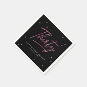 Modern Black Pink Kalligraphie 30. Geburtstag Serviette (Ecke)