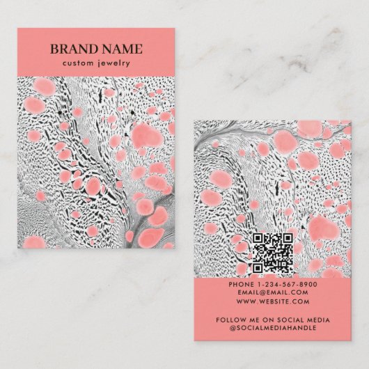 Modern Black Pink Marble Jewelry Display Card Visitenkarte (Vorne/Hinten)