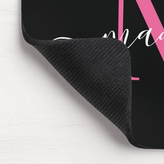 Modern Black Pink Monogram Mousepad (Ecke)