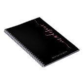 Modern Black Pink Name Monogram Initial Notebook Notizblock (Rechte Seite)