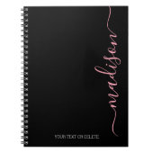 Modern Black Pink Name Monogram Initial Notebook Notizblock (Vorderseite)