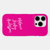 Modern Black Pink Personalisiert Monogram Name Case-Mate iPhone Hülle (Rückseite (Horizontal))