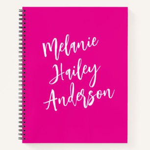 Modern Black Pink Personalisiert Monogram Name Notizblock