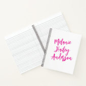 Modern Black Pink Personalisiert Monogram Name Notizblock (Innenseite)