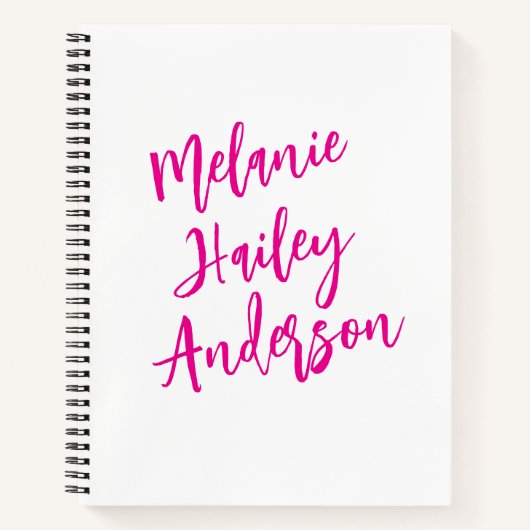 Modern Black Pink Personalisiert Monogram Name Notizblock (Vorderseite)