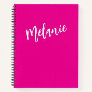 Modern Black Pink Personalisiert Monogram Name Notizblock