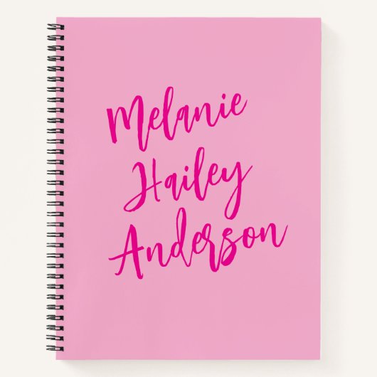 Modern Black Pink Personalisiert Monogram Name Notizblock (Vorderseite)