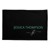 Modern Black Pink Simple Script Monogram Name   Kissenbezug (Rückseite)
