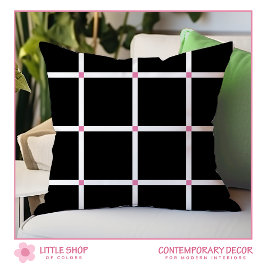 Modern Black Pink Windows Kariert Kissen