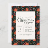 Modern Black Poinsettia Christmas Party Invitation Einladung (Vorderseite)