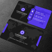 Modern Black & Purple World Map Corporate Visitenkarte