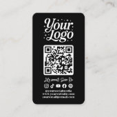 Modern Black QR Code Social Media Icons Logo Photo Visitenkarte (Vorderseite)