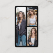 Modern Black QR Code Social Media Icons Logo Photo Visitenkarte (Rückseite)