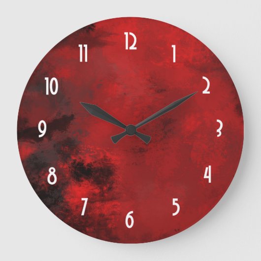 Modern Black & Red Abstrakt - kreativ & künstleris Große Wanduhr (Vorderseite)