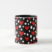 Modern Black Red and White Heart Couple Photo Tasse (Zentrum)