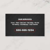 Modern Black Red Barber Shop Pole Verbinden Sie mi Visitenkarte (Rückseite)