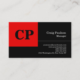 Modern Black Red Bold Monogram, Professional Schli Visitenkarte