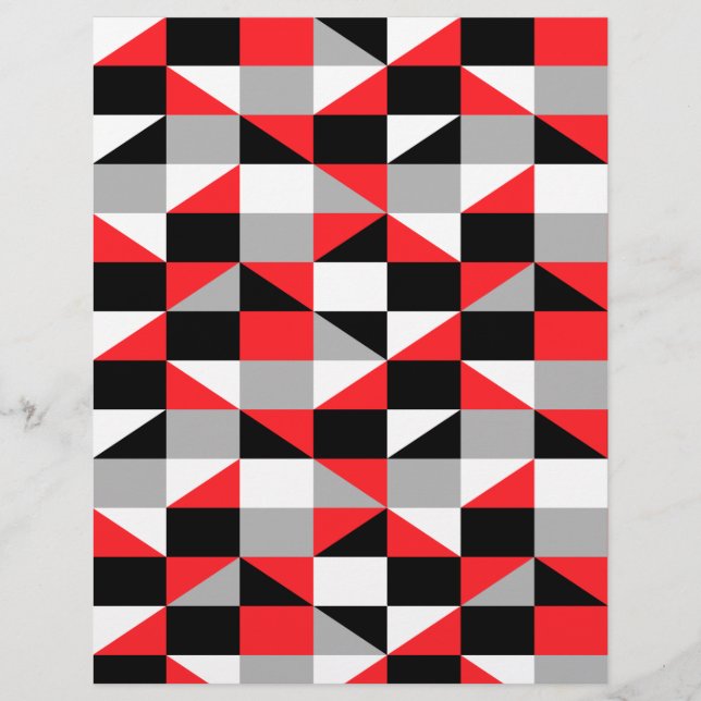 Modern Black Red Gray Geometric Scrapbook Paper (Vorderseite)