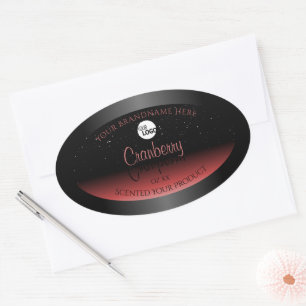 Modern Black Red Ombre Glitzer Product Labels Logo Ovaler Aufkleber