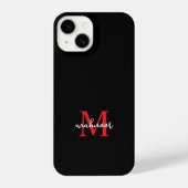 Modern Black Red personaized Monogram Phone Case iPhone Hülle (Rückseite)