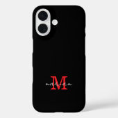 Modern Black Red Personalized Monogram Phone Case (Rückseite)