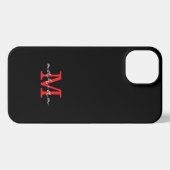 Modern Black Red Personalized Monogram Phone Case iPhone Hülle (Rückseite (Horizontal))