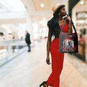 Modern Black Red Roses Family Photo Quote Floral Tragetaschen Mit Langen Trägern