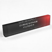 Modern Black Red Schlicht Namensplakette