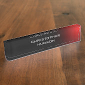 Modern Black Red Schlicht Namensplakette (Seite)