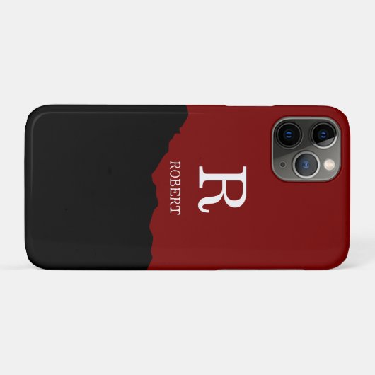 Modern Black & red script Custom Name Case-Mate iPhone Hülle (Rückseite (Horizontal))
