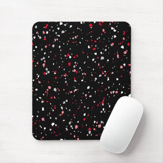 Modern Black Red Terrazzo Trendy Pattern Mouse Pad Mousepad (Mit Mouse)