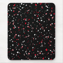 Modern Black Red Terrazzo Trendy Pattern Mouse Pad