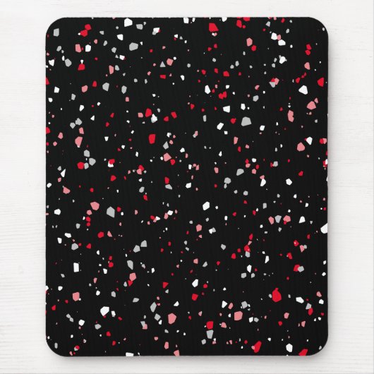 Modern Black Red Terrazzo Trendy Pattern Mouse Pad Mousepad (Vorne)