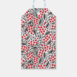 Modern Black Red White Christmas Berry Geschenkanhänger