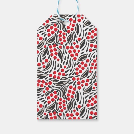 Modern Black Red White Christmas Berry Geschenkanhänger (Vorderseite)