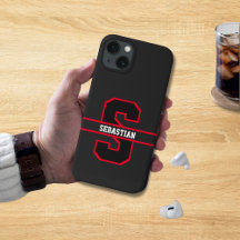 Modern Black Red White Personalisiert Monogram